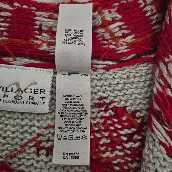 Villager Sport Liz Claiborne Angora Full Zip Cardigan Christmas Sweater Size XL - Picture 9 of 13